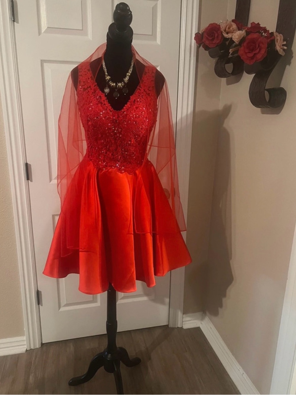 Formal Red V-Neck Homecoming Dress